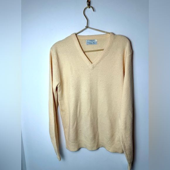 Christian Dior V-Neck Knit Jumper Sweater Cream M unisex - Picture 1 of 9